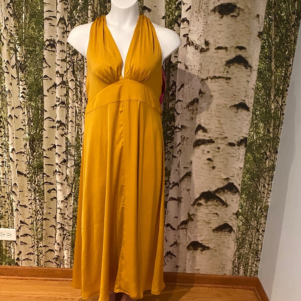 Chic Mustard Halter Maxi Dress Banana Republic